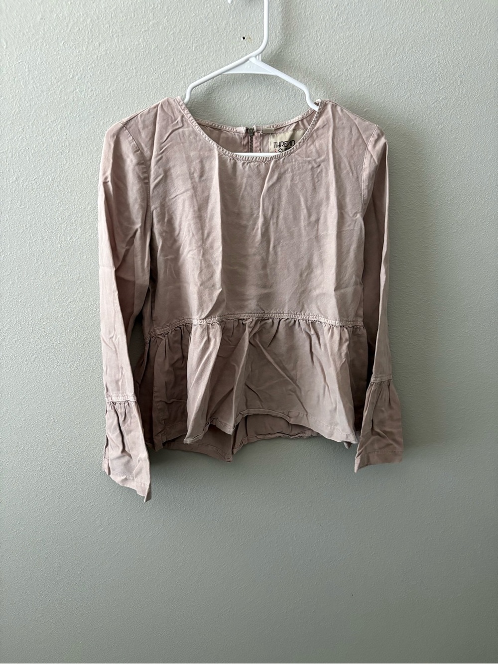 Thread & Supply Dusty Blush Peplum Long Sleeve Top